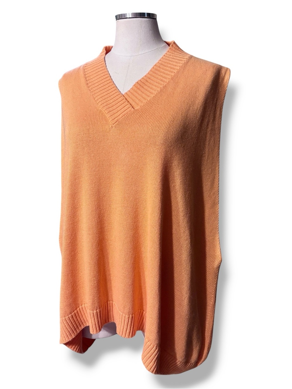 ESKANDAR Orange Linen Cotton Blend A Line Sweater Vest One Size